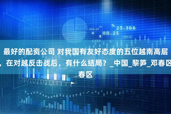 最好的配资公司 对我国有友好态度的五位越南高层，在对越反击战后，有什么结局？_中国_黎笋_邓春区
